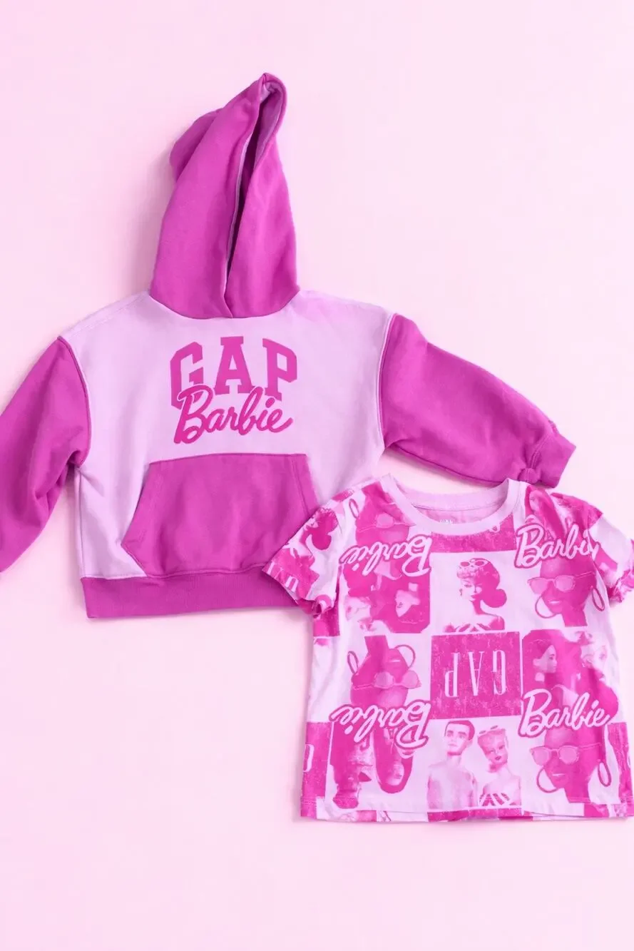 Gap Girls Bundle Barbie Hoodie Sweatshirt Barbie T Shirt Print Pink Size 4-5